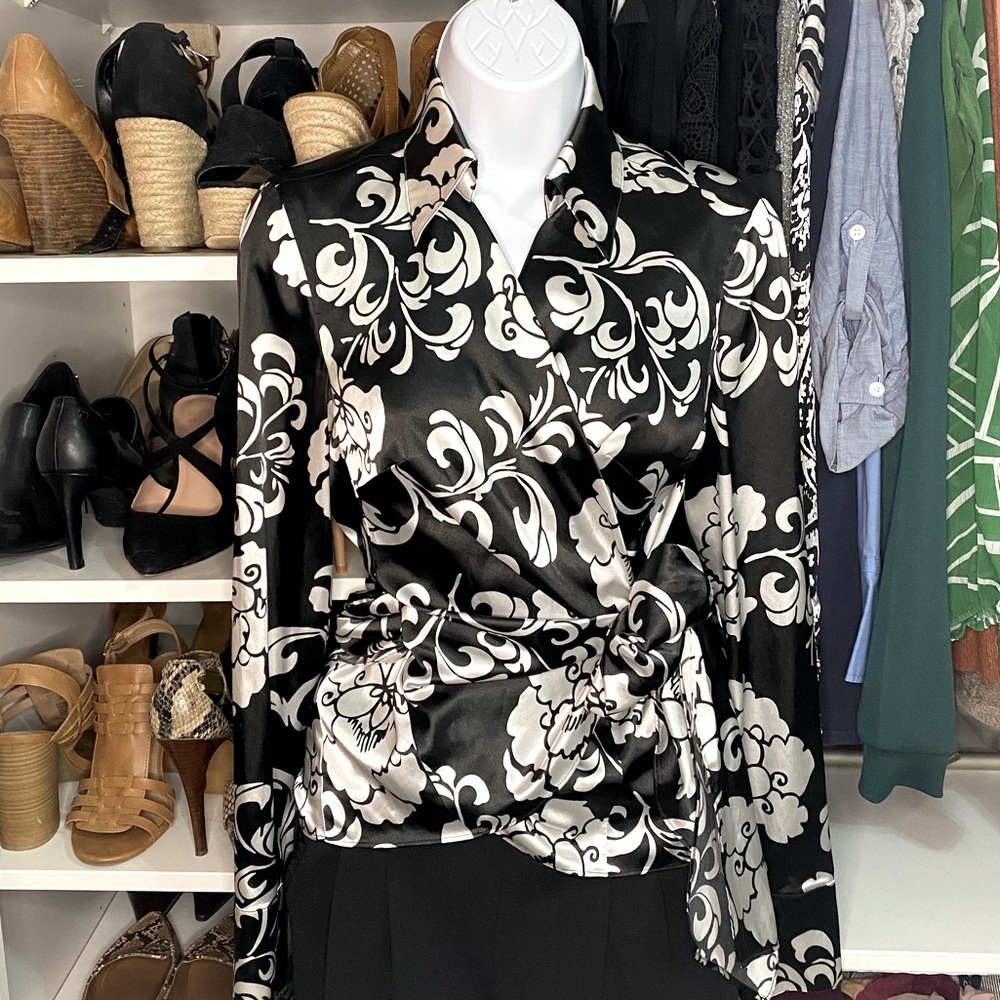 Ann Taylor Floral Wrap Shirt
